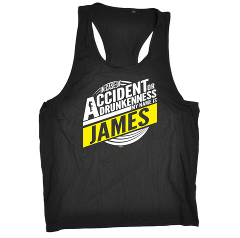 123t Funny Vest - James In Case Of Accident Or Drunkenness - Bella Singlet Top