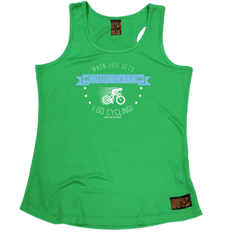 Ride Like The Wind Womens Cycling Vest - When Life Gets Complicated Cycling - Dry Fit Performance Vest Singlet