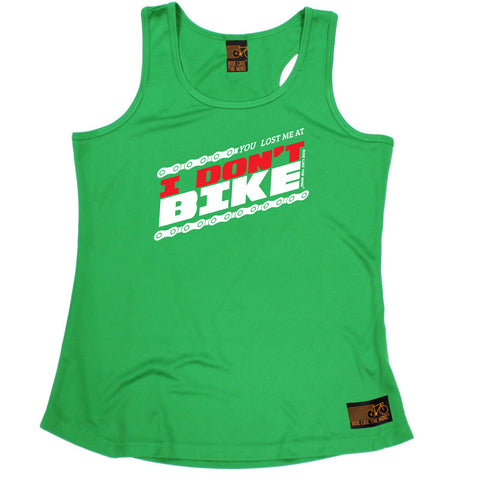 Ride Like The Wind Womens Cycling Vest - You Lost Me At I Dont Bike - Dry Fit Performance Vest Singlet