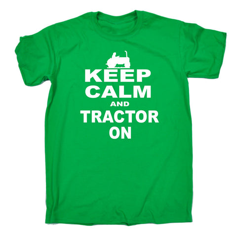 123t Men's Keep Calm And Tractor On Funny T-Shirt
