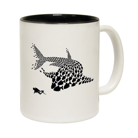 Funny Mugs - Shark Fish Pattern - Joke Birthday Gift Birthday Pun BLACK NOVELTY MUG