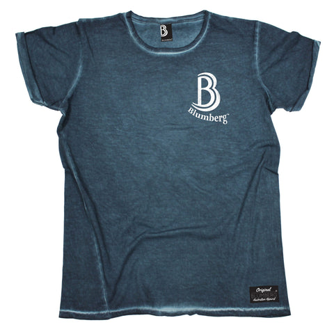 Women's B Blumberg Logo White Text Breast Pocket Design - Vintage T-Shirt