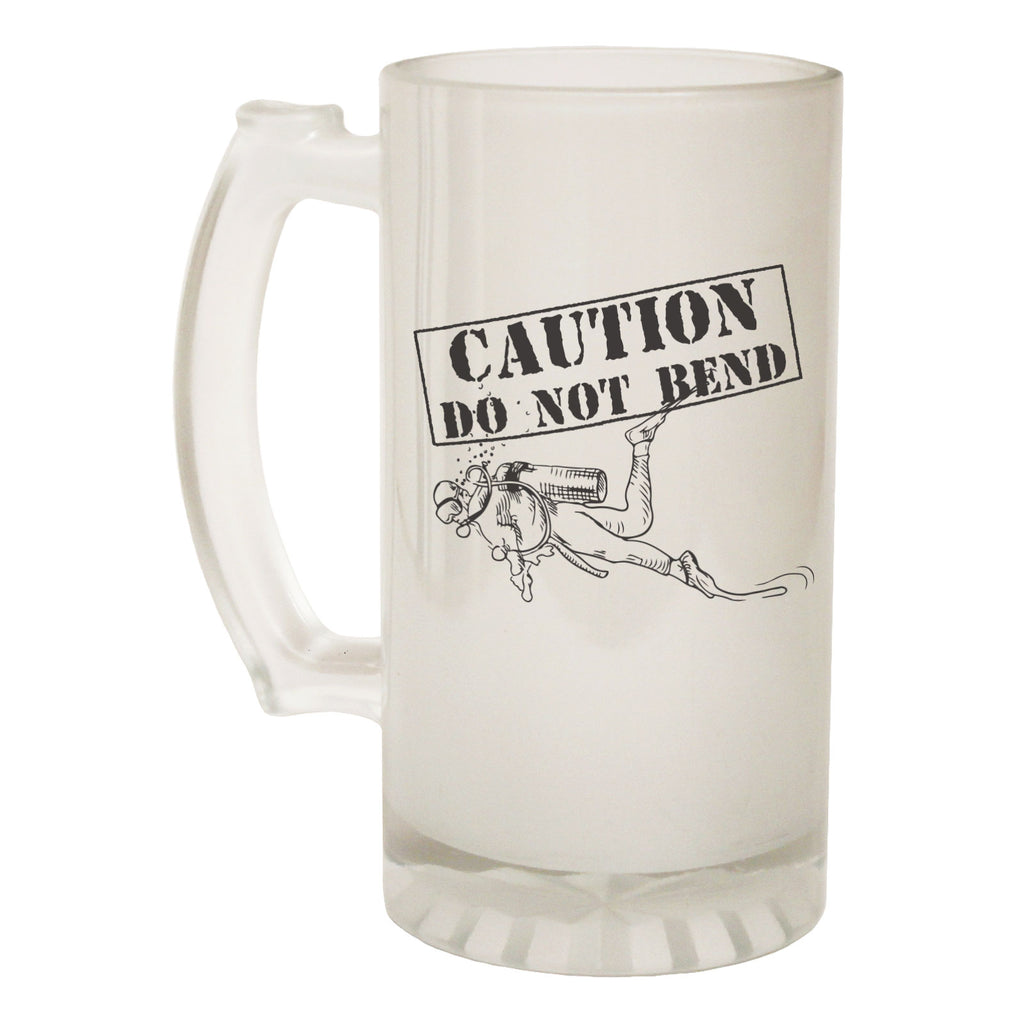 123t Frosted Glass Beer Stein - Caution Do Not Bend Scuba - Funny Novelty Birthday