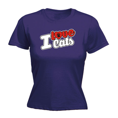 123t Women's I Love Cats Paw Heart Design Funny T-Shirt