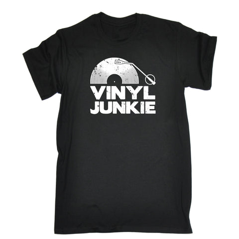 123t Men's Vinyl Junkie White Logo Funny T-Shirt