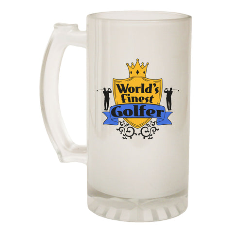 123t Frosted Glass Beer Stein - Worlds Finest Golfer Golfing - Funny Novelty Birthday