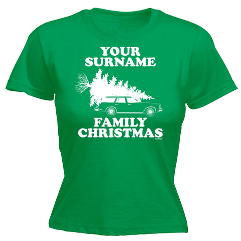123t Women's Your Personalised Surname Family Christmas Design Funny T-Shirt