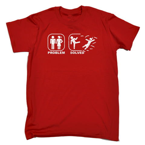 123t Men's Problem Solved Sparta Kick Woman Design Funny T-Shirt