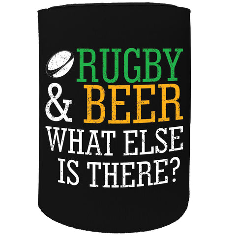 123t Stubby Holder - Rugby And Beer What Else Is There - Funny Novelty Birthday Gift Joke Beer
