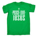 123t Men's Peace Love Jesus Funny T-Shirt