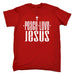 123t Men's Peace Love Jesus Funny T-Shirt
