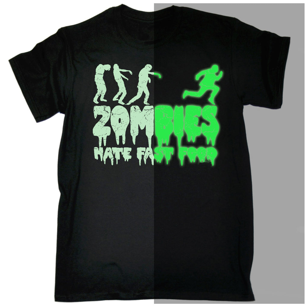 123t Men's Glow In The Dark Zombies Hate Fast Food-T Shirt